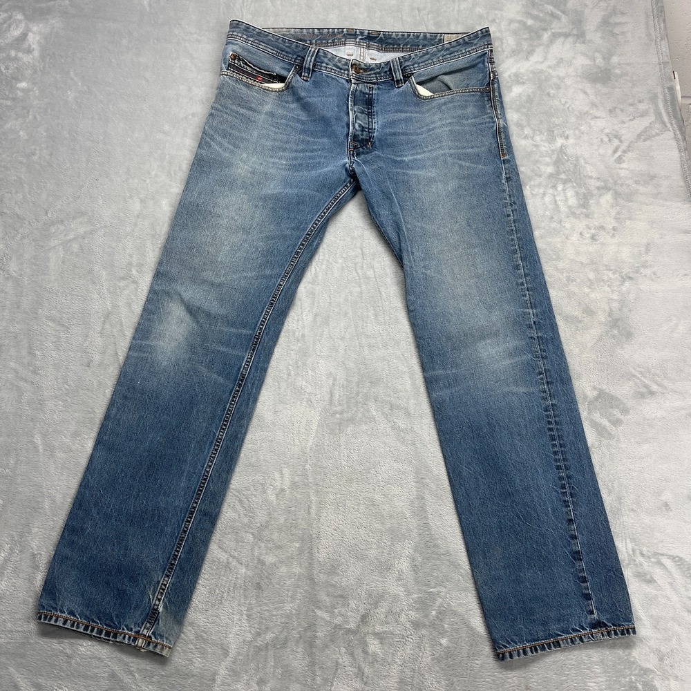 Diesel Jeans Mens 36x32 Blue Denim Safado Regular Slim Straight Leg Y2k